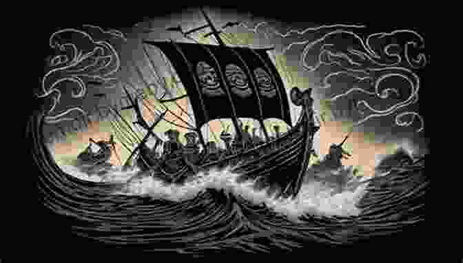 An Intricate Illustration Of A Viking Longship Slicing Through The Choppy Waters, Its Dragon Headed Prow Slicing Through The Waves. The Story Of The Vikings Quintessential Classics Illustrated