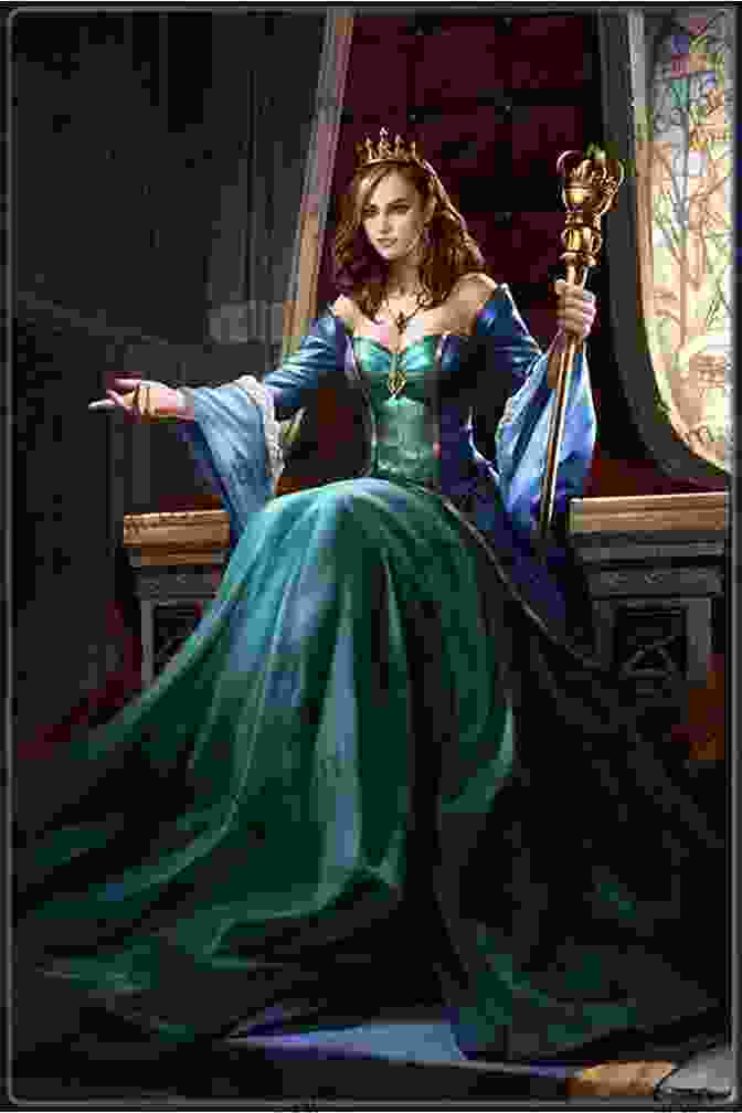 Queen Guinevere Standing Tall In Her Royal Gown, Surrounded By The Knights Of The Round Table Queen Of Camelot Nancy McKenzie